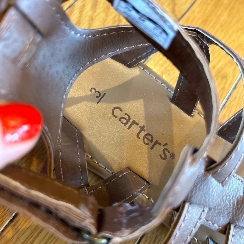 New 2 Pair Oshkosh B’Gosh Carter’s Brown Open Toe Gladiator Sandals Girls Size 3